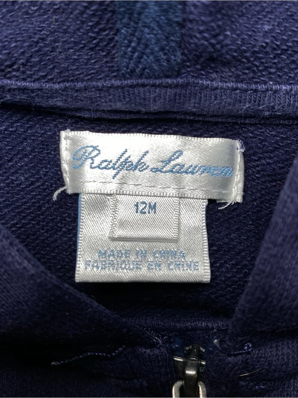 Polo Ralph Lauren Hoodie Infant Unisex Baby 12M Navy Blue Full Zip Sweatshirt